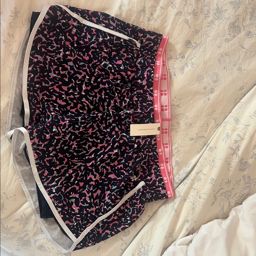 Anthro Sweaty Betty Navy and Pink Patterned work out Shorts